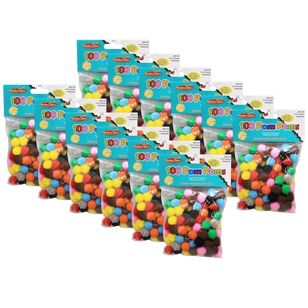 Charles Leonard Pom-Poms 1/2in, Assorted Colors, PK1200 69100